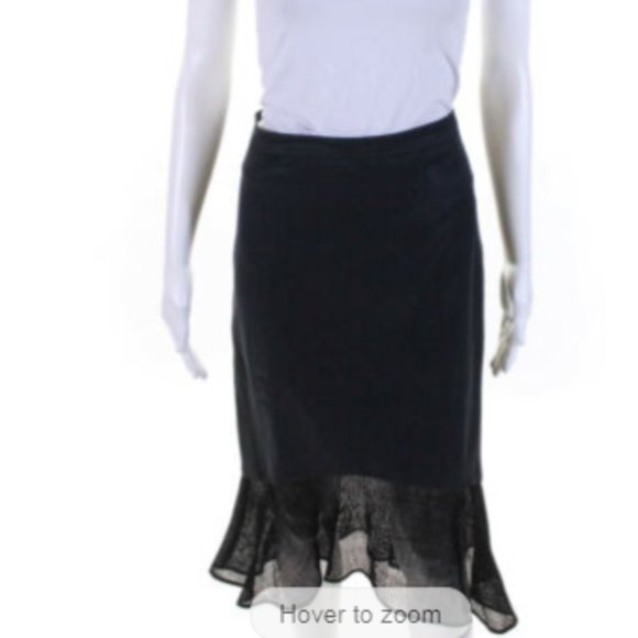 Womens Side Zip Ruffled Knee Length Pencil